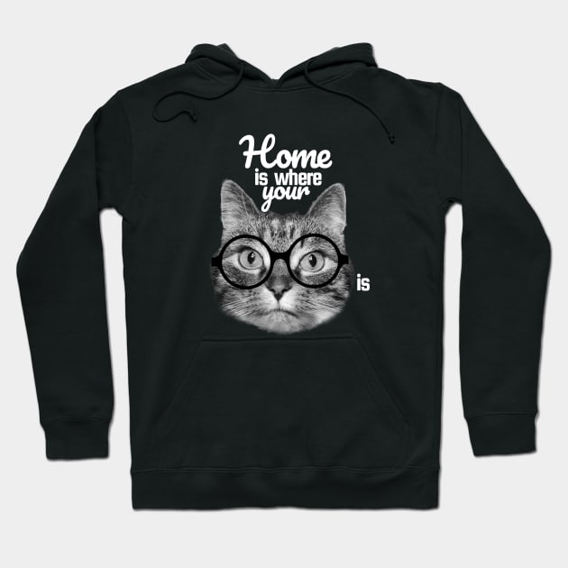 Home is where your cat is, sweet cat wearing eyeglasses Hoodie by Purrfect